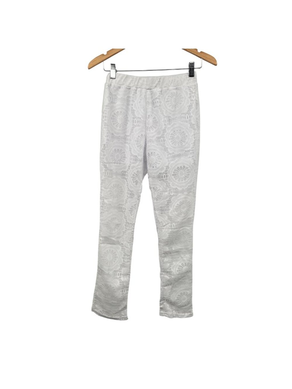 Maze Collection Womens Lace Dress Pants Pull On Slim Leg White Size Small